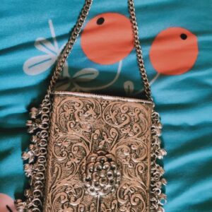 Metal Bag Mobile Cellphone Holder Phone Pouch Cover and Sari Hook for Women Saree Clutch
