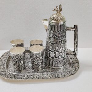 Silver Jug With 4 Glass and a Tray Set